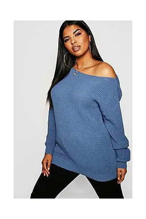 Boohoo Plus Slash Neck Fisherman Jumper