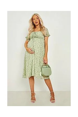 Boohoo Maternity Floral Square Neck Skater Dress