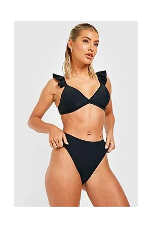 Boohoo Frill Strap & High Waisted Brief Bikini Set
