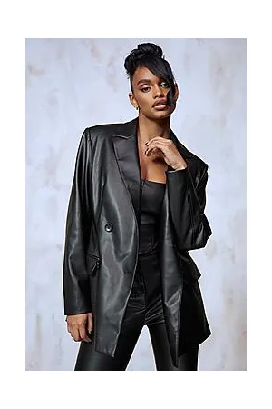 Boohoo Double Breasted Faux Leather Blazer