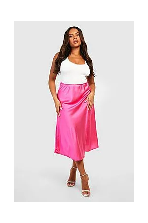 Boohoo Plus Satin Slip Midi Skirt