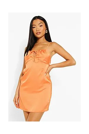 Boohoo Petite Ruched Bust Satin Mini Dress