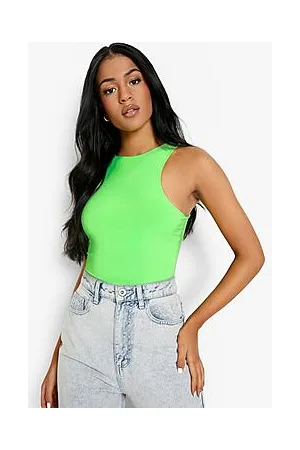 Boohoo Tall Neon Double Layer Slinky Racer Bodysuit