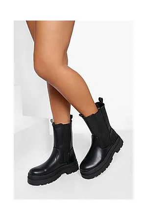 Boohoo Chunky High Ankle Chelsea Boots
