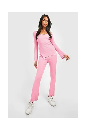 Boohoo Rib Knitted Relaxed Wide Leg Co-ord