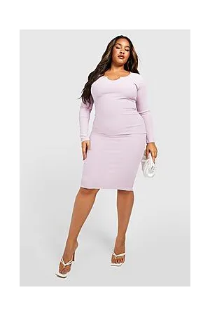 Boohoo Plus Rib Notch Detail Midi Dress