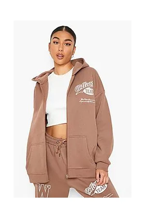 Boohoo Multi Graphic Varsity Zip Through Hoodie