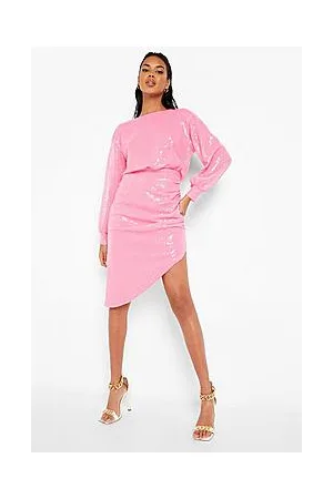 Boohoo Sequin Ruched Side Midi Party Dress