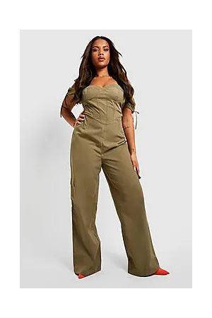 Boohoo Plus Corset Cargo Woven Jumpsuit