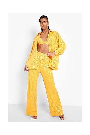 Boohoo Bright Sequin Wide Leg Trousers