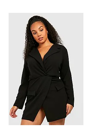 Boohoo Plus Plunge Wrap Blazer Dress