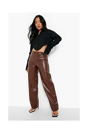 Boohoo Petite Croc Pu Straight Leg Trouser