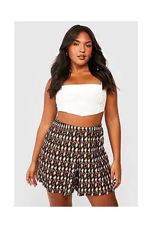 Boohoo Plus Abstract Plisse Shorts
