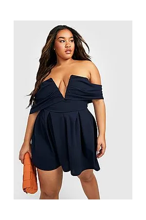 Boohoo Plus Off Shoulder Flippy Tailored Playsuit