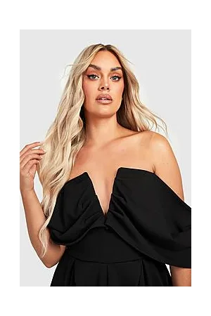 Boohoo Plus Off Shoulder Flippy Tailored Playsuit