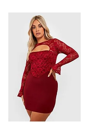 Boohoo Plus Contrast Lace Cut Out Mini Dress