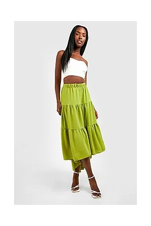 Boohoo Drop Hem Tiered Maxi Skirt