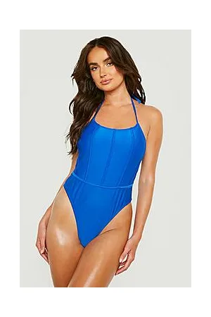 Boohoo Halterneck Corset Detail Swimsuit