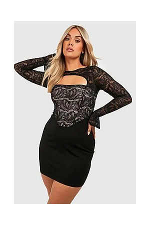 Boohoo Plus Contrast Lace Cut Out Mini Dress