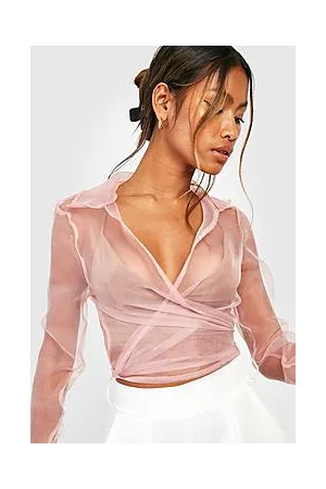 Boohoo Organza Crop Wrap Shirt