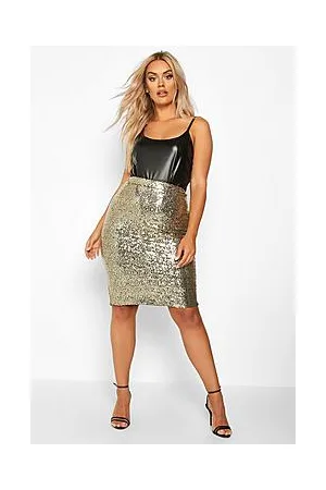Boohoo Plus Sequin Midi Skirt
