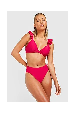 Boohoo Frill Strap & High Waisted Brief Bikini Set
