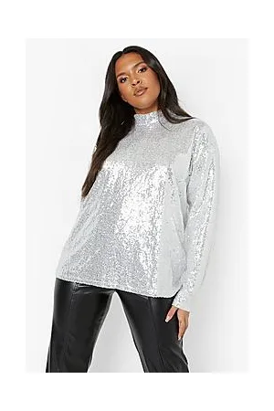 Boohoo Plus Sequin Long Sleeve Top