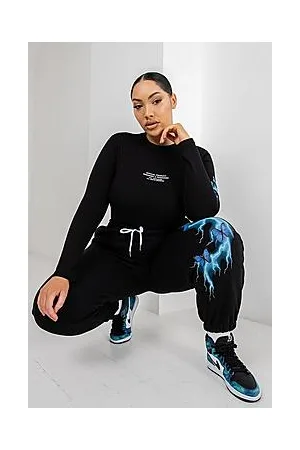 Boohoo Plus Lightening Print Bodysuit & Jogger Set