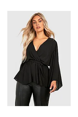 Boohoo Plus Chiffon Angel Sleeve Blouse