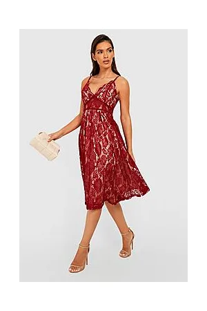 Boohoo Boutique Lace Midi Skater Dress