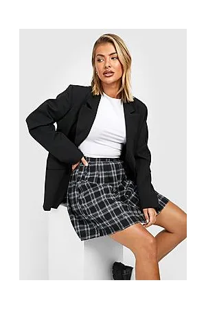 Boohoo Check Pleated Skater Skirt