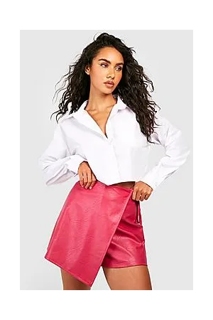 Boohoo Pu Wrap Side Tie Skirt