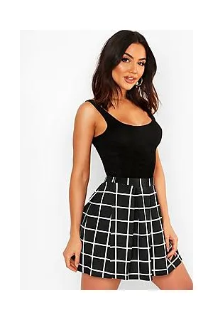 Boohoo Mono Check Pleated Tennis Skirt