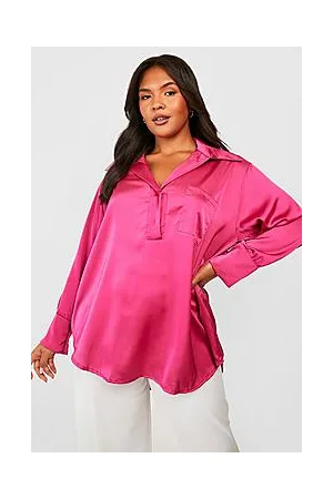 Boohoo Plus Satin Tunic Shirt