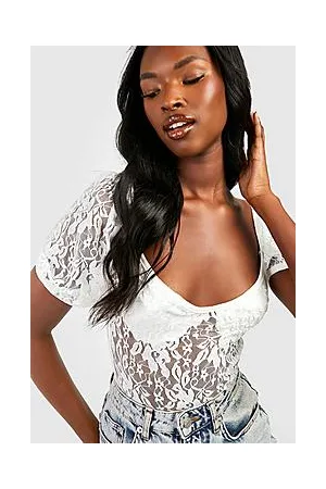 Boohoo Puff Sleeve Lace Bodysuit