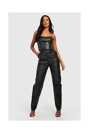 Boohoo Tall Pu Coated Loose Cargo Jeans