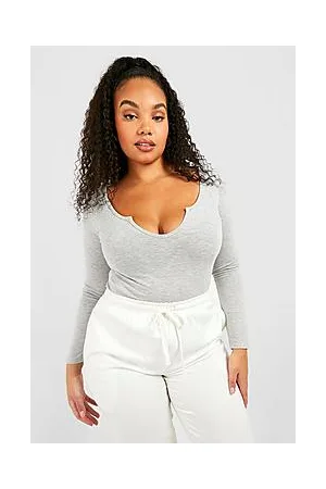 Boohoo Plus Notch Neck Basic Bodysuit