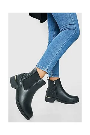 Boohoo Wide Fit Quilted Detail Chelsea Boots