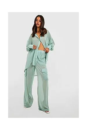 Boohoo Chiffon Oversized Cargo Trouser