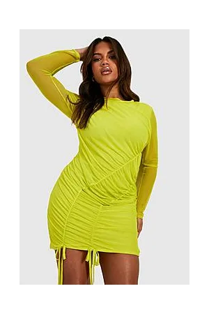 Boohoo Plus Ruched Side Mesh Mini Dress