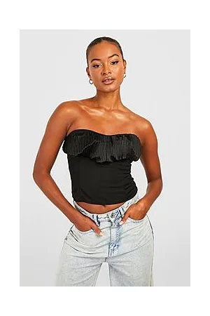 Boohoo Tall Pleated Satin Contrast Corset Top