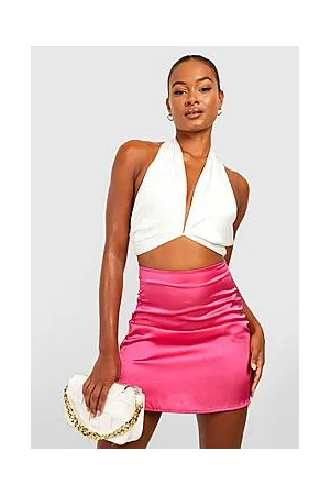 Boohoo Tall Satin Button Side Mini Skirt