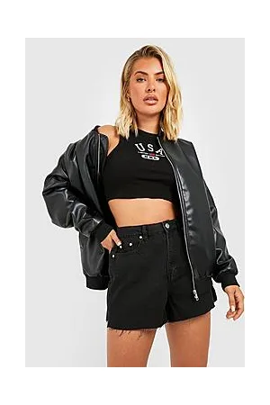 Boohoo High Waisted Raw Split Hem Denim Shorts