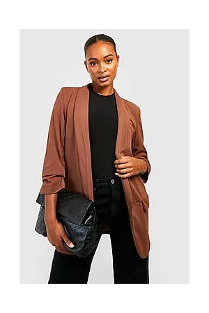 Boohoo Tall Ruched Sleeve Blazer