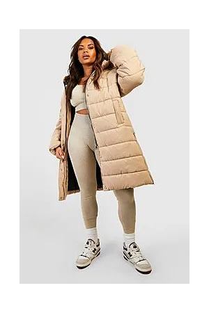 Boohoo Plus Faux Fur Trim Longline Puffer Jacket