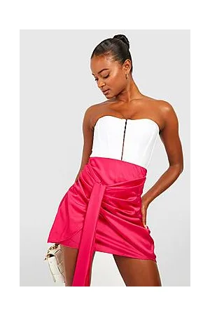 Boohoo Tall Tie Front Satin Draped Mini Skirt