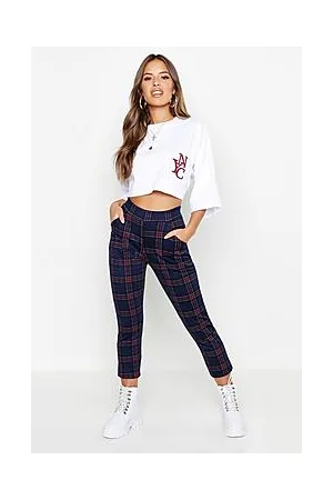 Boohoo Petite Tartan Check Tapered Trouser