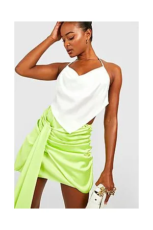 Boohoo Tall Tie Front Satin Draped Mini Skirt