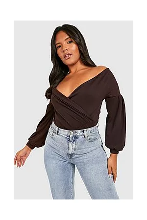 Boohoo Plus Puff Sleeve Off The Shoulder Bodysuit