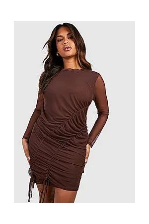 Boohoo Plus Ruched Side Mesh Mini Dress